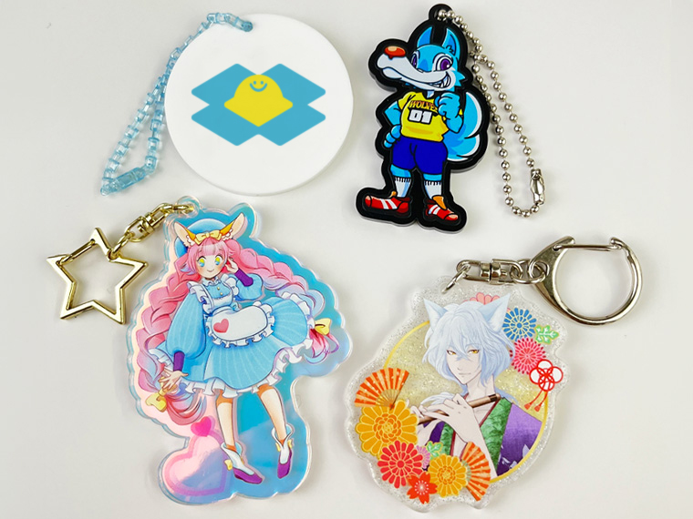 ボールチェーン、キーホルダー金具...パーツ各色の写真