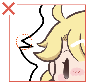 パスが鋭くとがっている